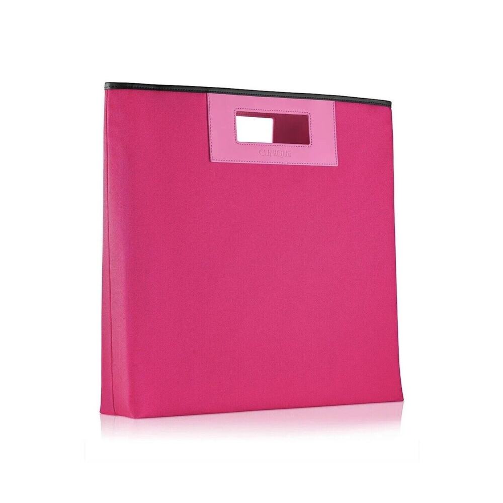 LOT OF 8 Clinique Shopping Travel Totes Cutout Handle Bags Pink NEW